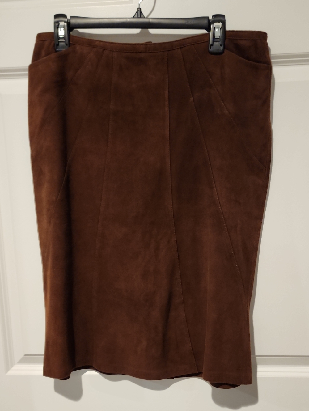Classic Chocolate Brown Suede Pencil Skirt